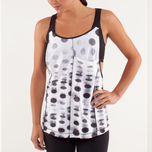 Lululemon Y2K Run ‘For Your Money’ Racerback Tank Top Women’s 2 Dot White Black - Picture 1 of 8